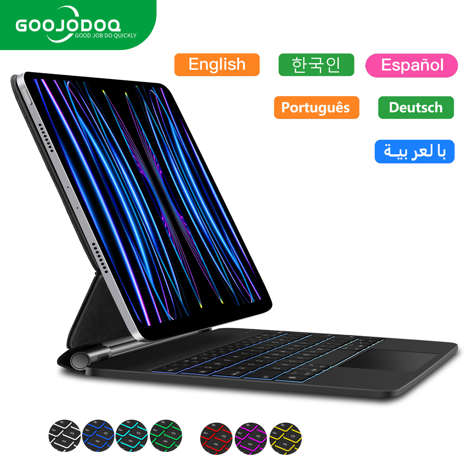 Ipad Cover Folio - GOOJODOQ Backlight Magic Keyboard for iPad