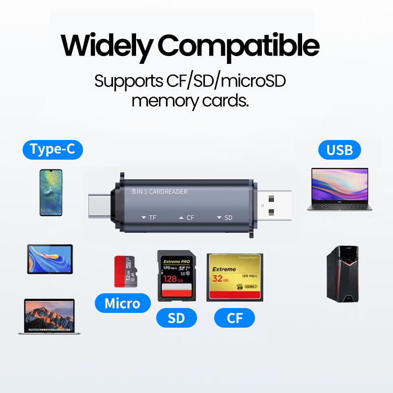 5 IN 1 USB Card Reader Type C  - مراجعة Microsd Card Tablet وسعره