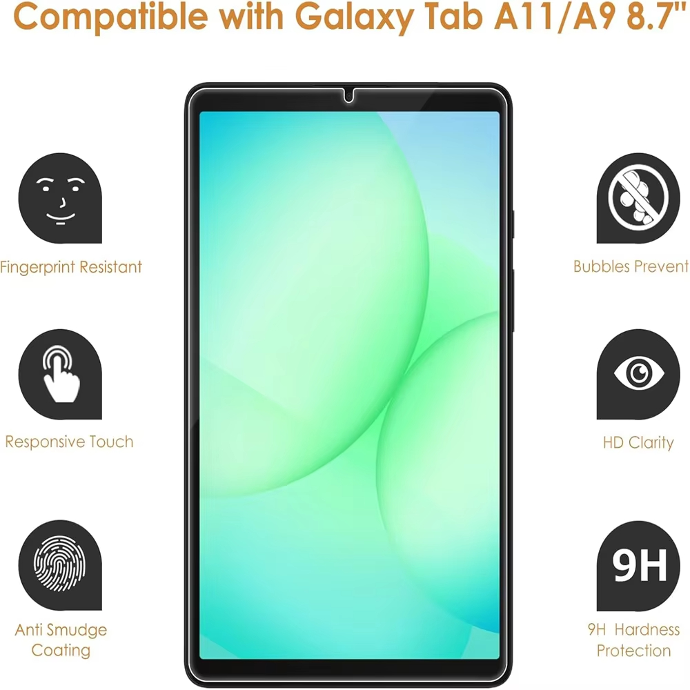 8.7-inch tempered glass film f - مراجعة Samsung Tablet A9 Accessories وسعره