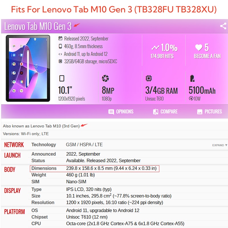 For Lenovo Tab M10 3rd Gen 10. - مراجعة Tablet Cover Accessories وسعره